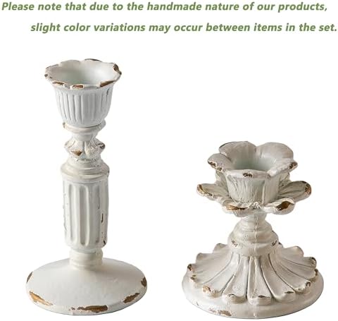 SOFE Resin Small Taper Candle Holders Set of 2, Candle Stick Holder Vintage - Image 2