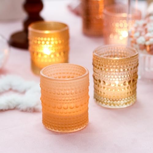 WDHODEC Pink Candle Holders Set of 24 - Vintage Hobnail Glass Votive Tealight Holders for Wedding, Valentine's, Party Table Centerpiece Decor - Image 5