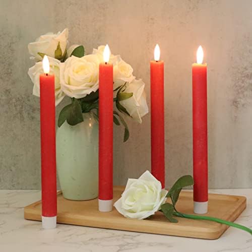 GenSwin Flameless Taper Candles LED Battery Operated Remote Timer Red - Image 3