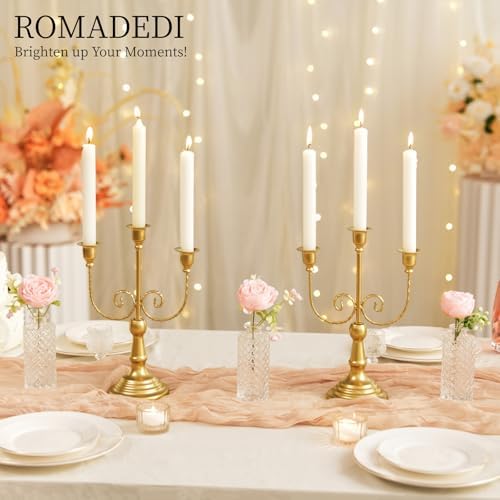 Romadedi Gold 3 Arm 11.8" Candelabra Candle Holders, Set of 2 - Image 5