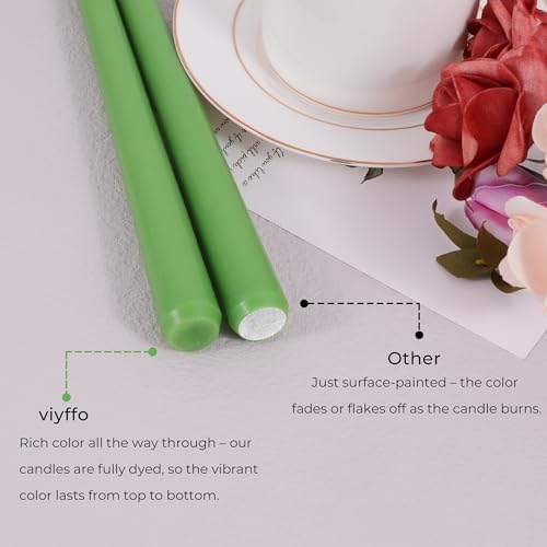 Viyffo Taper Candles, 10 Inch, 4 Pack, Grass Green – Unscented, Smokeless - Image 6