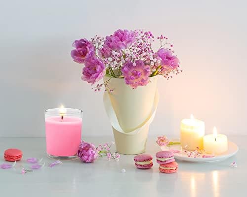 Set of 20 Pink Votive Candles Clear Glass Filled Unscented Soy Wax Candle for Home Spa Weddings Romantic Holiday Party and DIY - Image 4