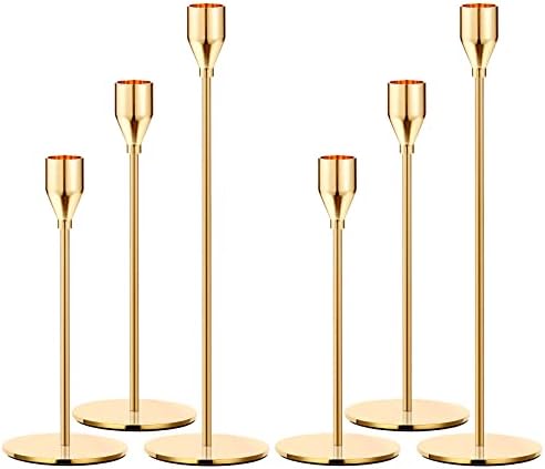 Oatnauxil Metal Gold Taper Candle Holder for Wedding, Dinning, Party, Fits 3/4 inch Thick Candle&Led Candles (Set of 6 Pcs) by Oatnauxil