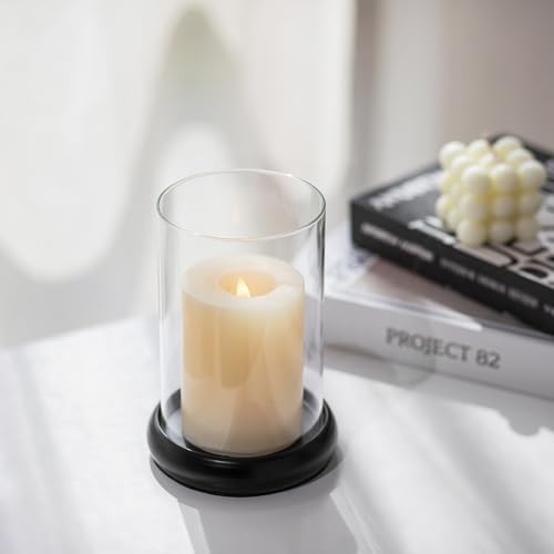Sziqiqi Black Hurricane Candle Holder, Pillar Candle Holder with Glass - Image 3