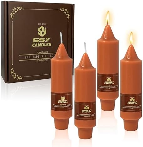 Pumpkin Orange Short Taper Candle Terra Cotta, 5 Inch Small Taper Candles, 4PCS Handmade Unscenteds Candlesticks for Festive Halloween Thanksgiving Day Fall Home Decor by FCMSHAMD