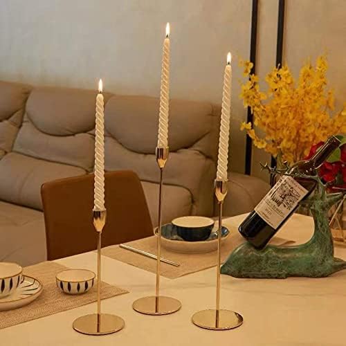 French Gold Taper Tall Candle Holders Set of 6–3 Sizes, Fits 3/4" Candles - Image 5