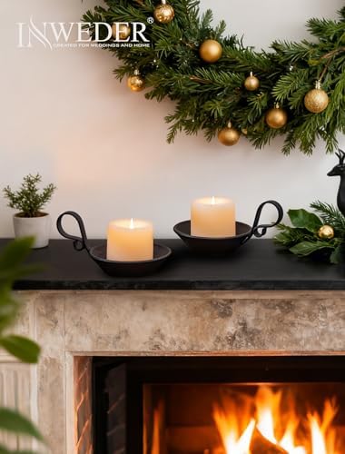 Iron Pillar Candle Holder: Vintage Black Candle Plate with Handle - Image 5