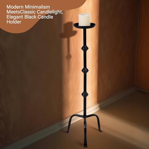 Mumufy 1 Pcs Metal Tall Floor Candleholder Candlestick, 32 in, Black - Image 6
