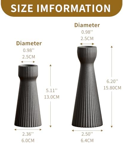 Taper Candle Holders for Candlesticks Ceramic Candle Stick Candle Holder- Set of 2 Decorative Candle Stand for Wedding Decor,Dinner Party and Table Centerpieces,Housewarming Gift Black - Image 3