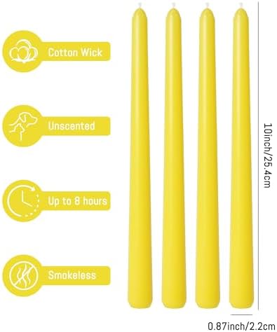 Viyffo Taper Candles, 10 Inch, 4 Pack, Lemon Yellow – Unscented, Smokeless - Image 3