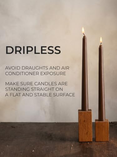 CANDWAX 8 Inch Taper Candles Brown Decor Unscented Candle Sticks 12 Pack - Image 4