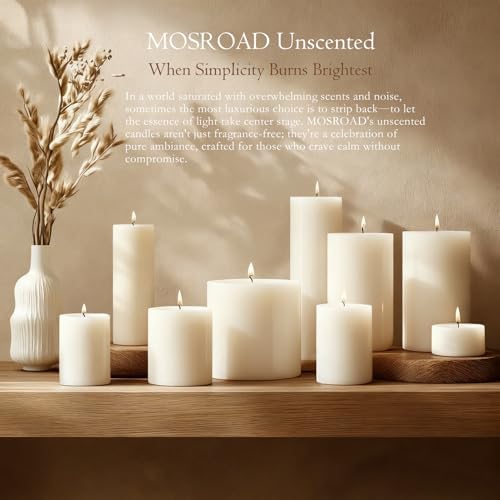 Pillar Candles Ivory 6 Pack, 2.8x8 Inch Unscented Candle - Image 6