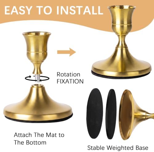 12 Pcs Vintage Gold Taper Candle Holders,Vintage Gold Candlestick Holders - Image 5
