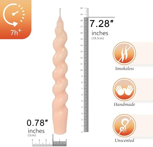 7.5 Inches Spiral Taper Candles Colorful Twisted Candle Dripless Long Candles, Handmade Candlesticks for Wedding Dinner Decor, Set of 4(Gradient Orange) - Image 2