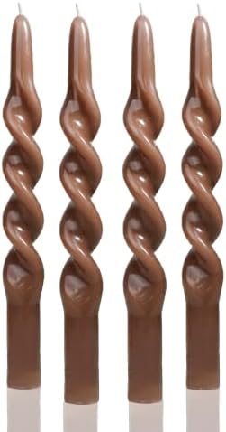 MAITREYA Brown Taper Candles Conical Stick Candles Spiral Taper Candles-Set of 4 for Decoration Weddings Party Church-Unscented Dripless Candles,10inch(C-Coffee) by MAITREYA