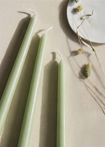 10" Classic Taper Candles, Spring Green, 4-Pack, 7-8 Hours Long Burning, Unscented Tall Candlesticks - Image 3