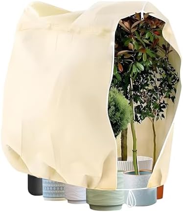 Large Plant Frost Protection Cover, 47" x 71" Zipper & Drawstring by LCGOD