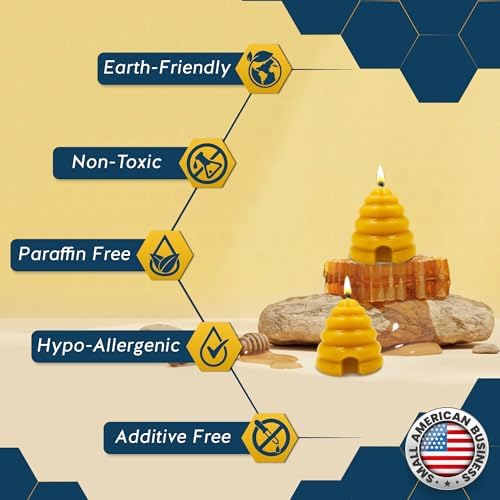 Alternative Imagination Beehive Votive Candles - 4 Pack of Hand Poured Pure Beeswax Candles with Cotton Wicks - Unscented, Non-Toxic, Eco-Conscious Bee Decor and Natural Gifts for Home or Events - Image 6