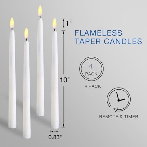 White Halloween Flameless Taper Candles with Remote Set of 4 - Image 3