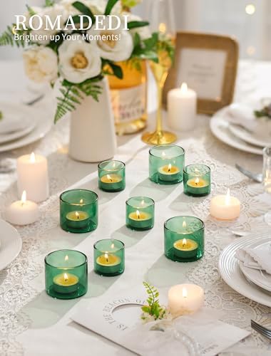 Romadedi Glass Tealight Candle Holder, Green, 24 Packs - Image 2