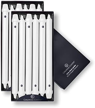 Colonial Candle Unscented Taper Candle, Classic Collection, White, 12 In, Pack of 12 - Up to 10 Hours Burn by ColonialCandle