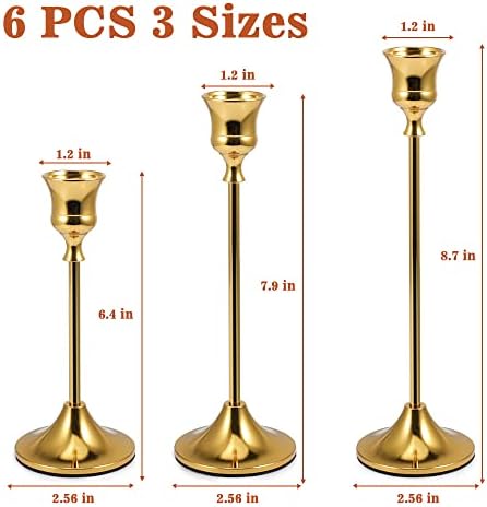 Candlestick Holders, Taper Candle Holders Brass Gold Candlestick Holder Candle Stick Holders kit Classic Decorative Candle Stick for Christmas, Fireplace Wedding Party Dinner Tables Décor - Image 2