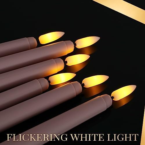 Macarrie 24 Packs Flameless Taper Candles Battery LED 11",Pink - Image 4