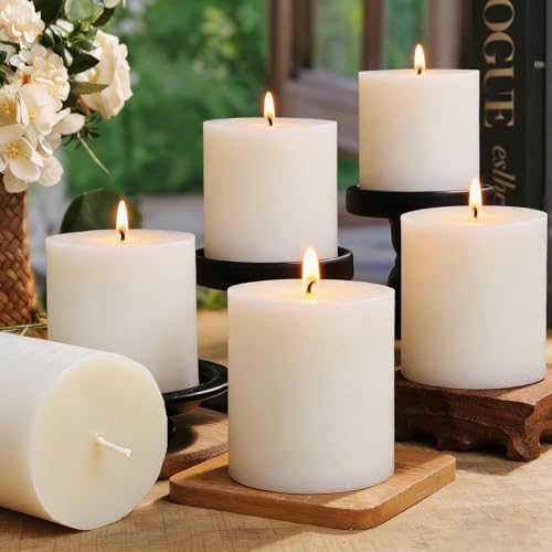Unscented Soy Pillar Candles,Non-Toxic 2.8x3 Inch Candle,30 H,6 Pack by ginitiri