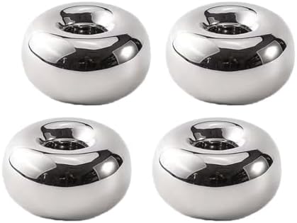 Silver Modern Doughnut Shaped Candlestick Holder (4 Pack) by Ardax