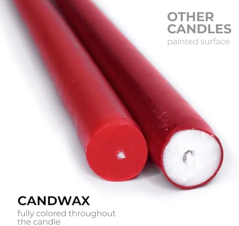 CANDWAX 8 inch Bordeaux Taper Candles Set of 12 - Unscented Smokeless Dripless Tall Candlesticks - Ideal for Home Decor, Thanksgiving or as Christmas Candles - Tapered Christmas Candle Sticks - Image 2