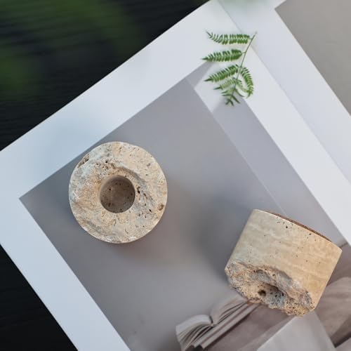 Travertine Taper Candle Holder Handmade Stone Candlestick Table Decor Stand - Image 5
