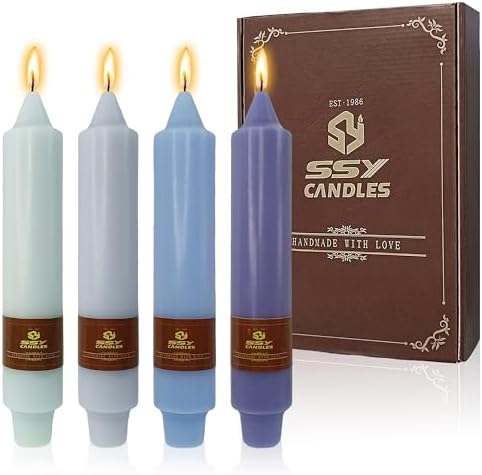 Smokeless Candlesticks Unscented Taper Candles Gradient Blue Dinner Candle 7 inch 4 PCS Candles Sticks for Home Holiday Wedding Party Decoration by XINAOBAOLUO