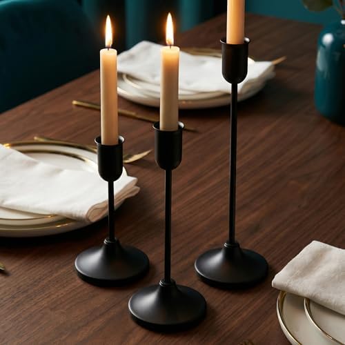 27 Pcs Black Candlestick Holders Set - Vintage Brass Taper Candle Holder for Pillar Candles - Modern Decorative Centerpiece for Wedding Fireplace Mantel Decor - Cozy Atmosphere Housewarming Gift - Image 5