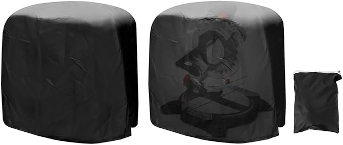 QWORK Dustproof Miter Saw Cover, 2 Pack Waterproof Covers, 210D Oxford Cloth with Bottom Drawcord Fits Most Miter Saws, Planers, Machine Tools, Black