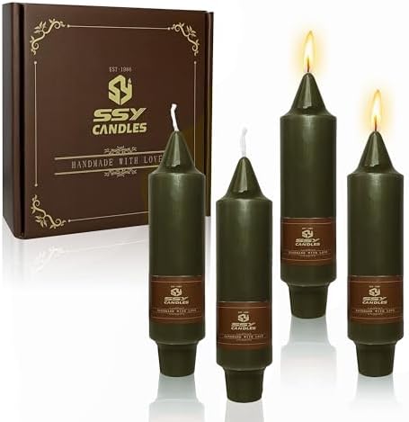 Olive Short Taper Candle Candle Sticks, 5 Inch Mini Pillar Candles Small Taper Candles, 4PCS Handmade Unscenteds Candlesticks for Festive, Party, Spell, Wedding, Home Decor by FCMSHAMD
