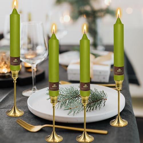 Christmas Grass Green Candle 9 Inch Tall Smokeless Taper Candles 4 Pack Unscented Dinner Candle for Christmas Festive Halloween Thanksgiving Day Fall Home Decor - Image 6