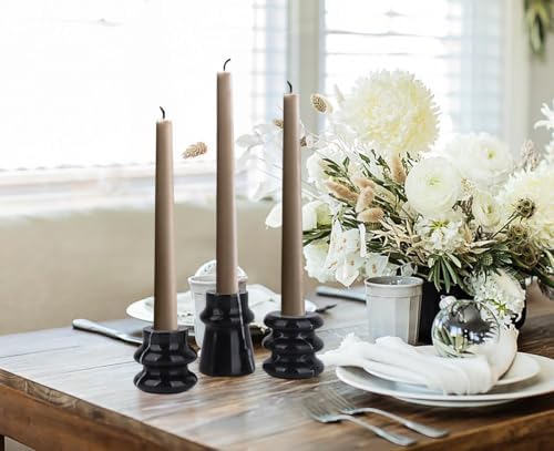 Vixdonos Marble Candle Holder Set of 3 Taper Candle Candlestick Mantle Candle Stand for Home Decor,Wedding,Party and Table Centerpieces(Black) - Image 4
