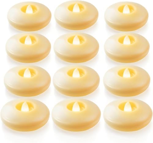Homemory 12Pack 3" Ivory Flameless Floating LED Candle, Waterproof Tealight by Homemory