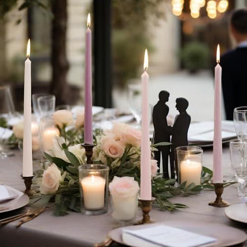 Up to 8 Hour Romantic Rose Scent Candles - Gradient Color Taper Candles - Pink Long Candlesticks for Wedding Festive Dinner Decor, Up to 8 Hour, 4 Pack - Image 6
