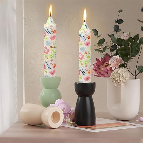7 inch Short Candle Floral Candle Sticks Printed Candlestick Handmade Unscented Taper Candle 4 Pack Cute Flower Tapered Candles for Home Dinner Wedding Holiday - Image 5