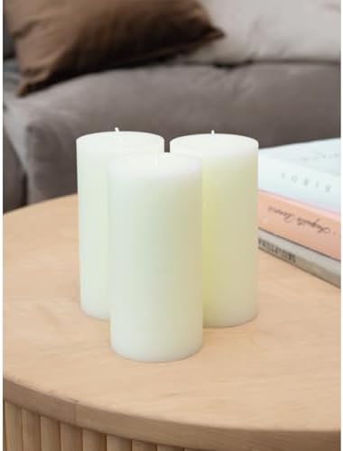 CANDWAX Large Pillar Candles 3x6 Inch – Set of 3 Unscented Dripless Ivory Candles, Rustic Style for Weddings, Home Interior, Events - Image 4