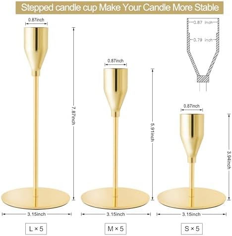 Gold Candlestick Holders, Metal Taper Candle Holders, Bulk Set of 15 - Image 2