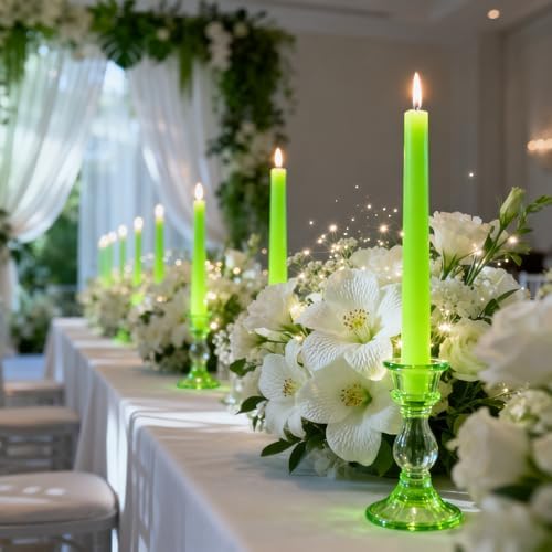 12-Pack Apple Green Taper Candles, 10 Inch Unscented Dripless Candlesticks, Long-Lasting Burn Time of 7-8 Hours, Perfect for Home Décor, Spring and St. Patrick's Day - Image 5