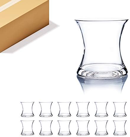 WGV Unique Bouquet Vase Bulk, 5.5" W, 6" H, Clear Short Hurricane Concaved Neiman Glass Floral Container, Home Wedding Event Decor, 12 Pieces (VHV0606) by WGVInternational-OpusGlassware