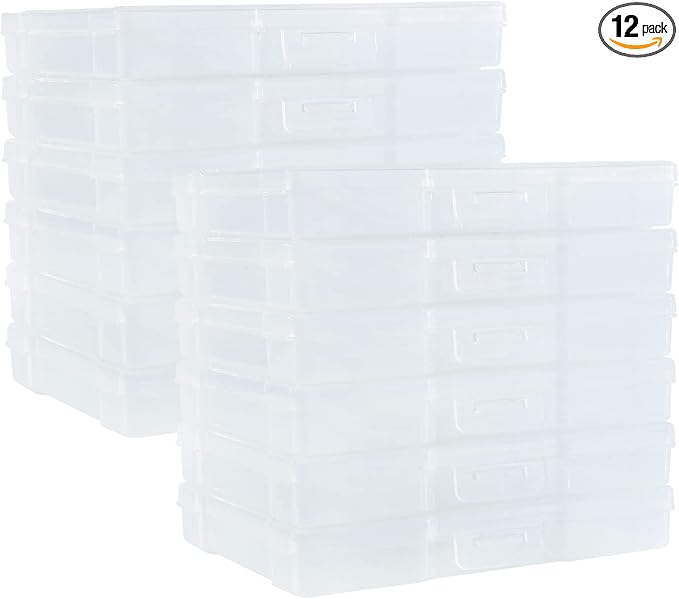5" x 7" Photo Storage Case, 12 Inner Photo Organizer Keeper, Extra Large Storage Picture Boxes, Seed Storage, Transparent Craft Keeper (12 PACK)