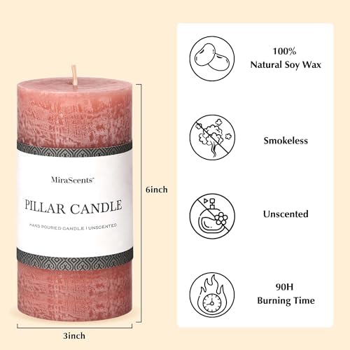 3x6 Inch Brown Pillar Candles Set of 3 - Unscented Candles, Long Clean Burning, Large Big Candles, Smokeless Dripless Pillar Candles for Dinner Table, Wedding, Home, Bathroom, Rustic Decor - Image 3