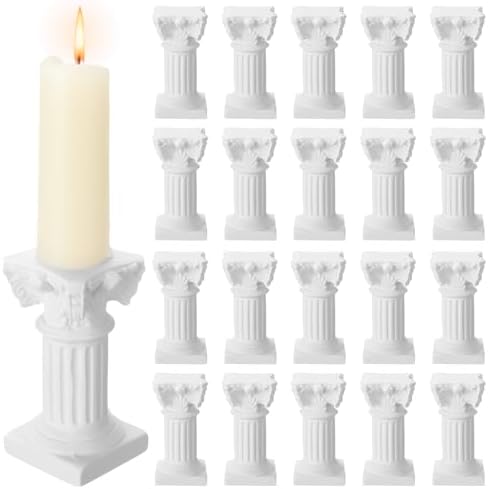 Reallnaive 20 Pcs Roman Pillar Candle Holders Mini Greek Columns Roman Pillar Candle Stands Resin Candlestick Rack Miniature Figurine Base Stigma Decoration for Wedding Christmas Table Decor by Reallnaive