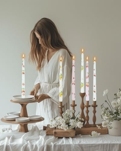 Fruit Colored Taper Candle Dripless Tall Candlesticks 10inch Handmade Unscented Long Candle Stick Smokeless Tapered Holiday Party Celebrate Candle，6pcs - Image 3
