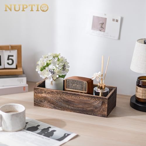 NUPTIO Wooden Flower Box Centerpieces, Rectangle, 11.8" Long, Brown, 2 Pcs - Image 3