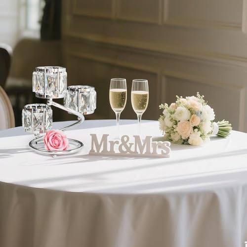 Metal 3 Arm Crystal Candle Holder - Tea Light Centerpiece Candle Holder, Votive Holder with Sparkling Crystal Bowl, Suitable for Wedding, Table Centerpiece, Home Decor (1, 3 arm-Silver) - Image 5